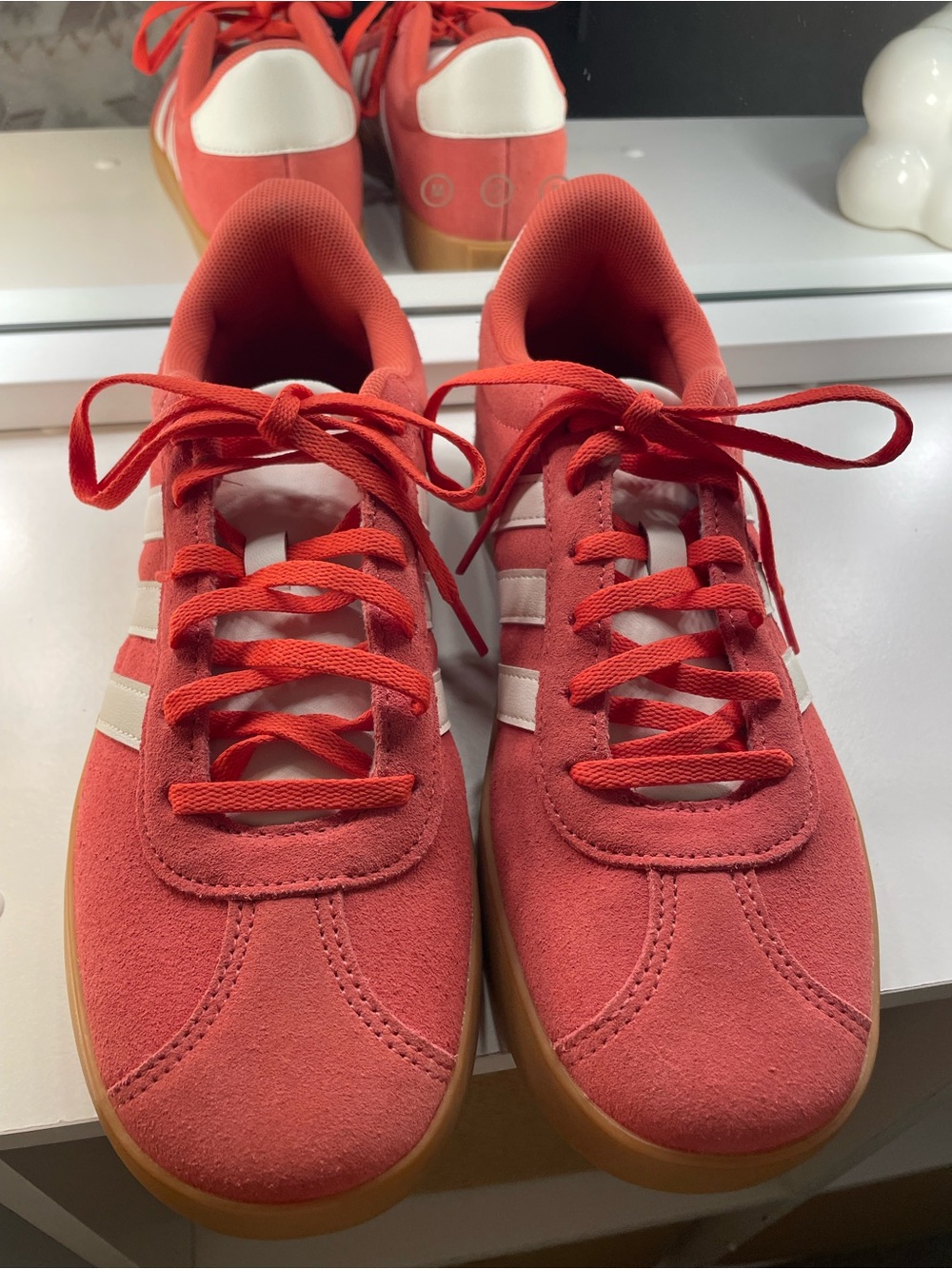 adidas Coral Suede Lace-Up Sneakers with White Stripes